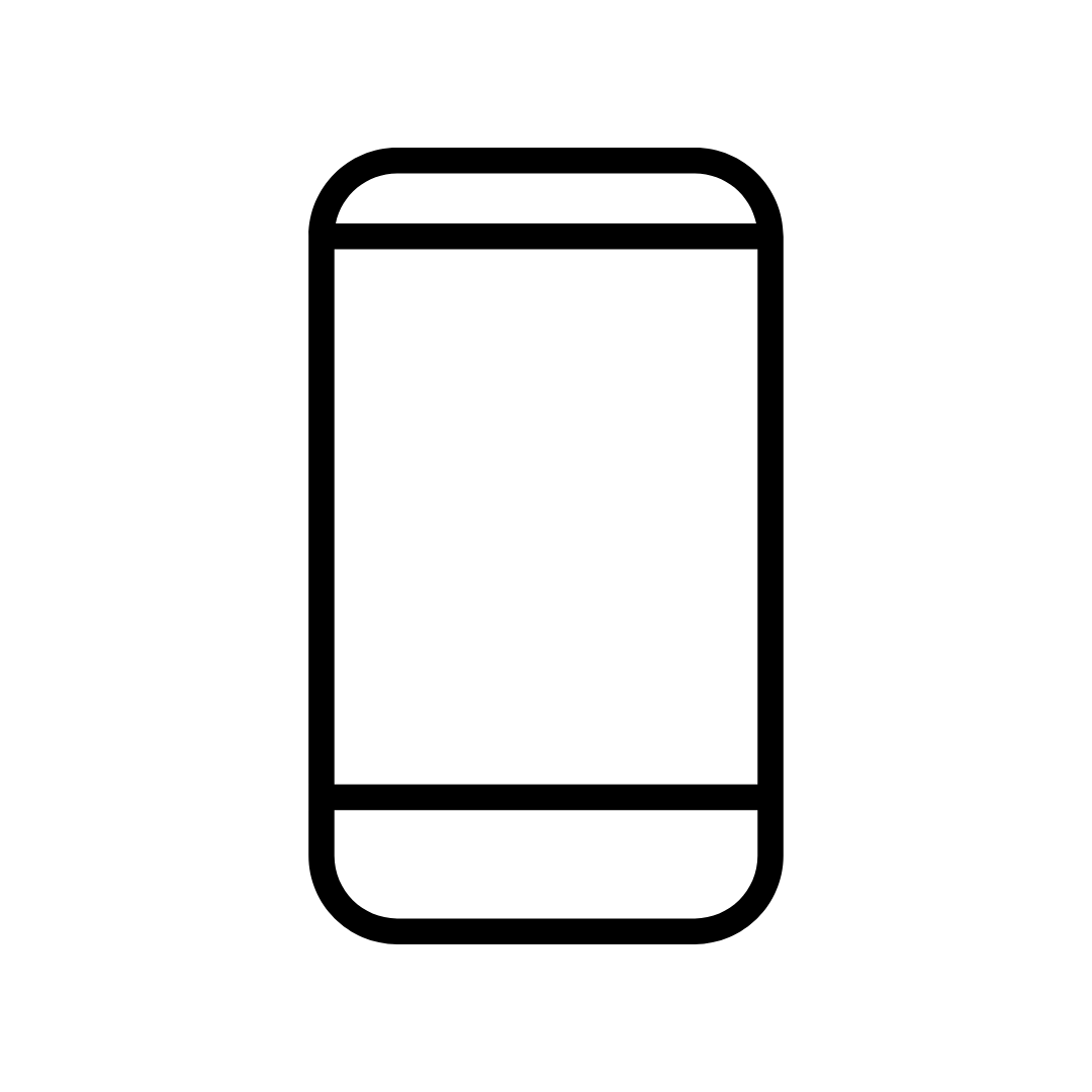 Black and white icon showing mobile gadget.