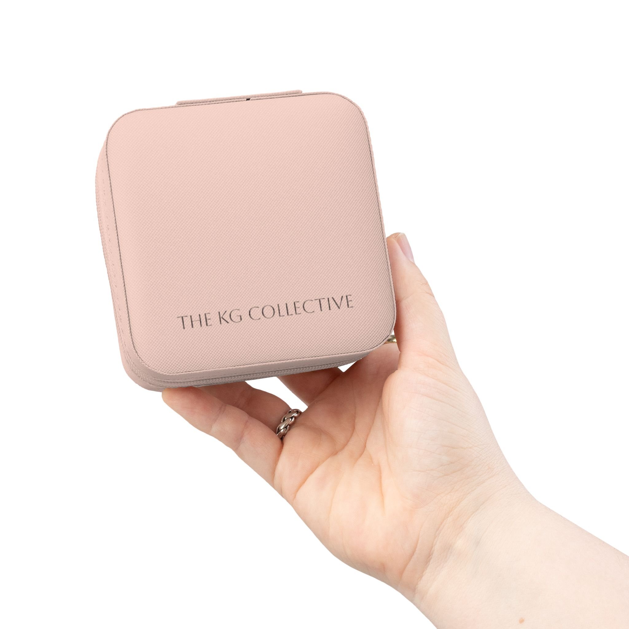 Compact Travel Jewelry Case — Portable Pink Organizer with Ring & Earring Compartments