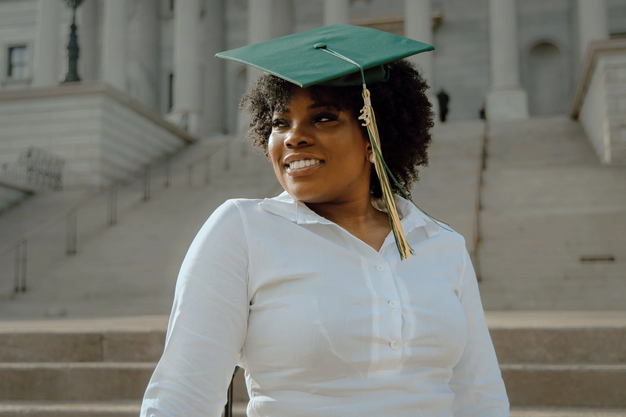 Kierra Rich celebrates her graduation from Spring Valley High School at The South Carolina State House in Columbia, South Carolina, on May 20, 2023.