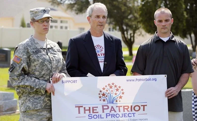 Left to right SFO Stesha Slates, Gary Robinson of The Patriot Soil Project, and Sgt. Jeremy Langham.
