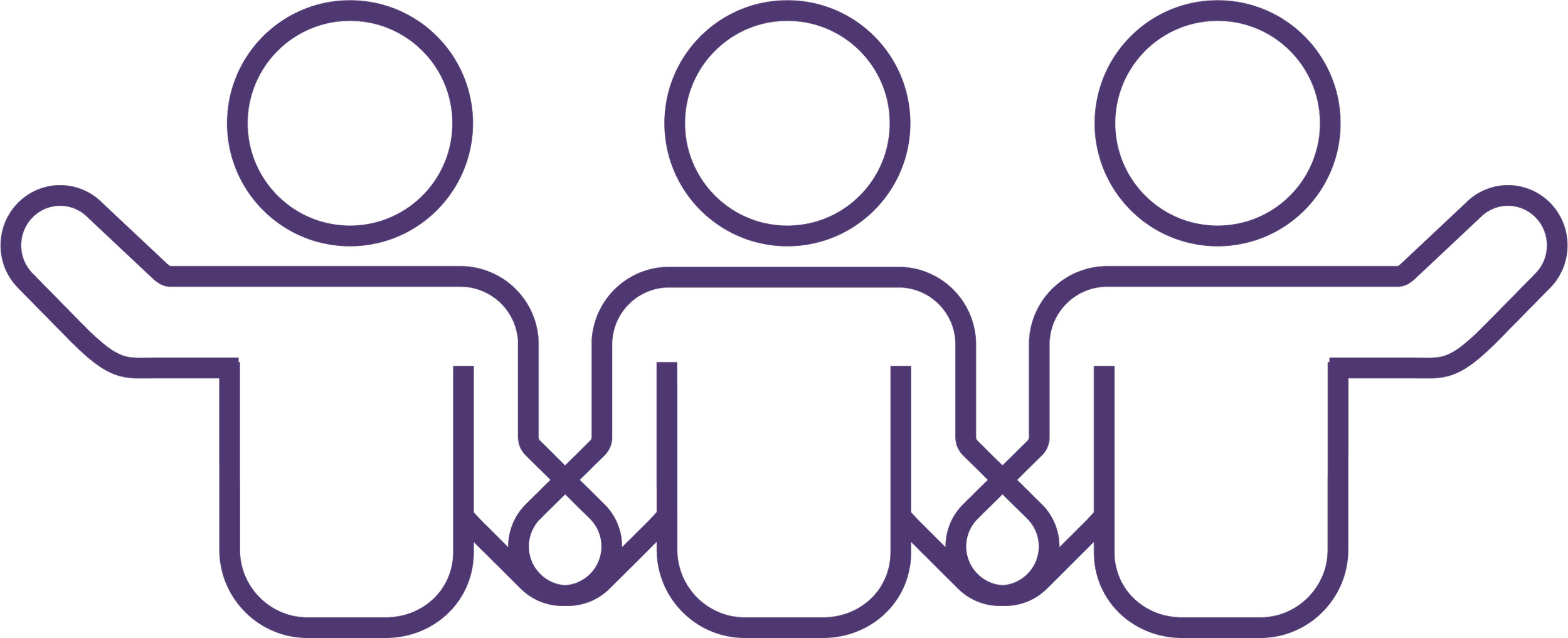 icone violette qui represante un groupe de personne solidaires qui forme un groupe de soutien