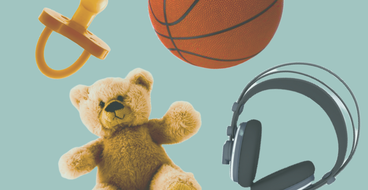 un ourson et un casque audio qui représente les différentes étapes de l'enfance