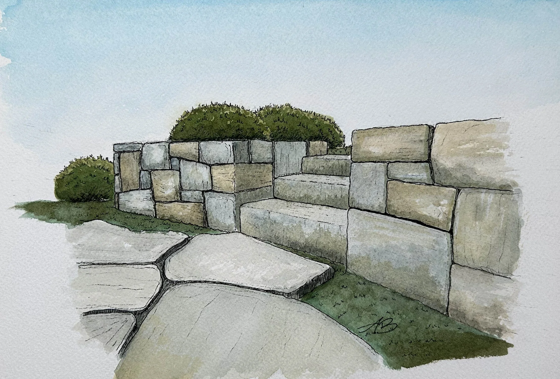 Japanese Stone Wall with Steps