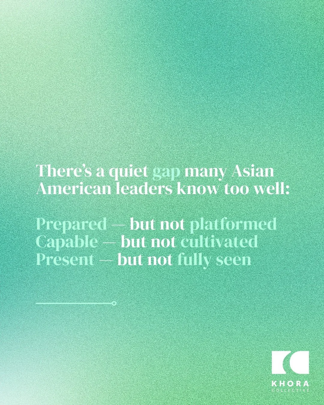 Many Asian American leaders are trusted to contribute, but rarely invited to be fully seen and formed.
Khora is creating spaces where leadership can grow with clarity, courage, and belonging.