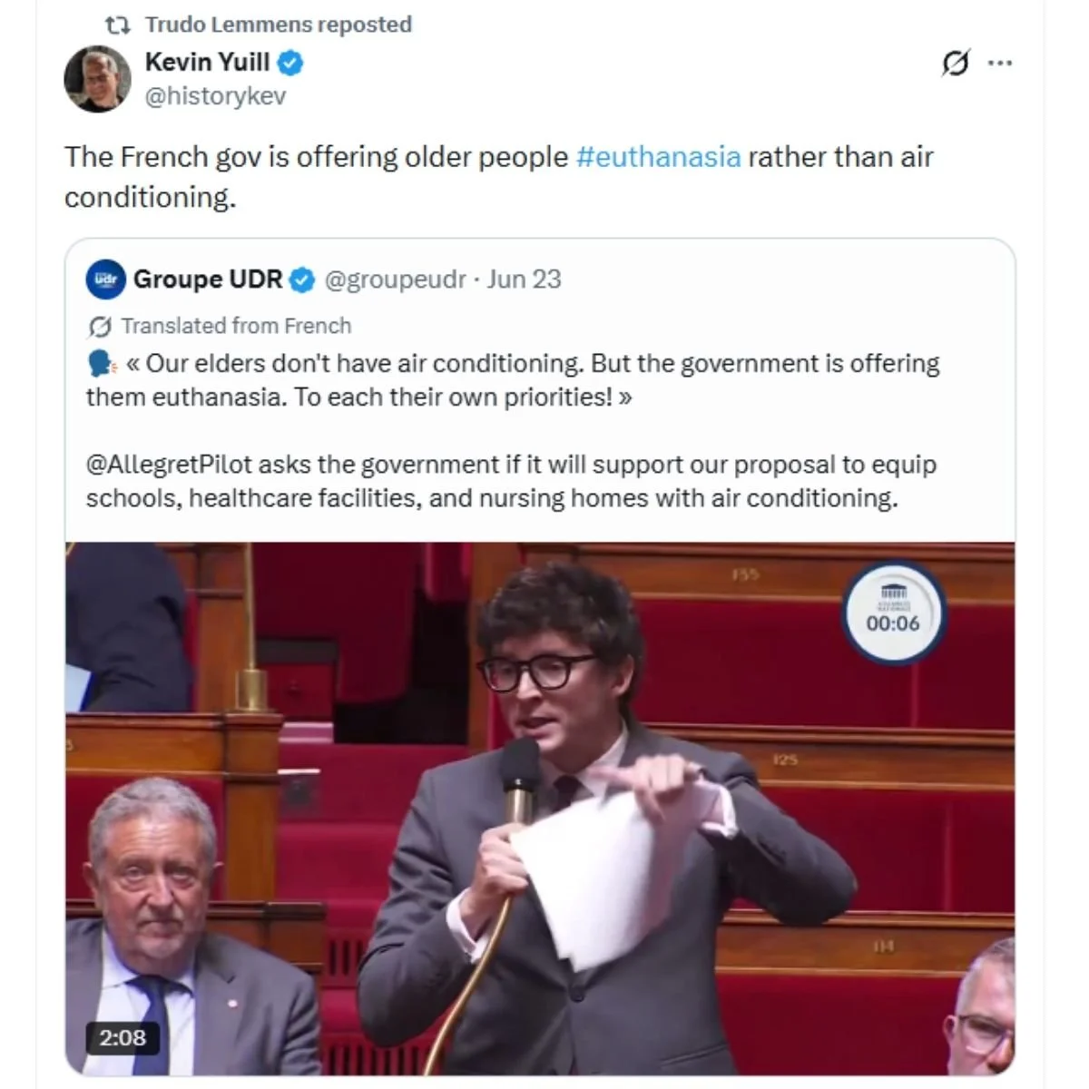 False Claim: The French government is offering seniors MAiD instead of air conditioning