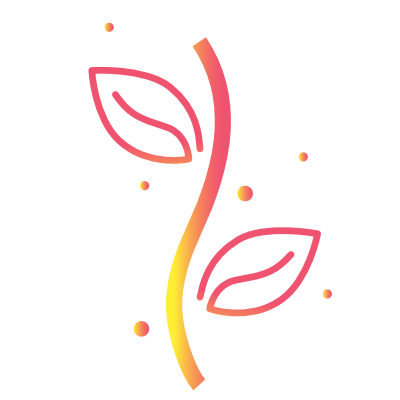 A colorful, abstract illustration with pink and orange shapes on a black background.