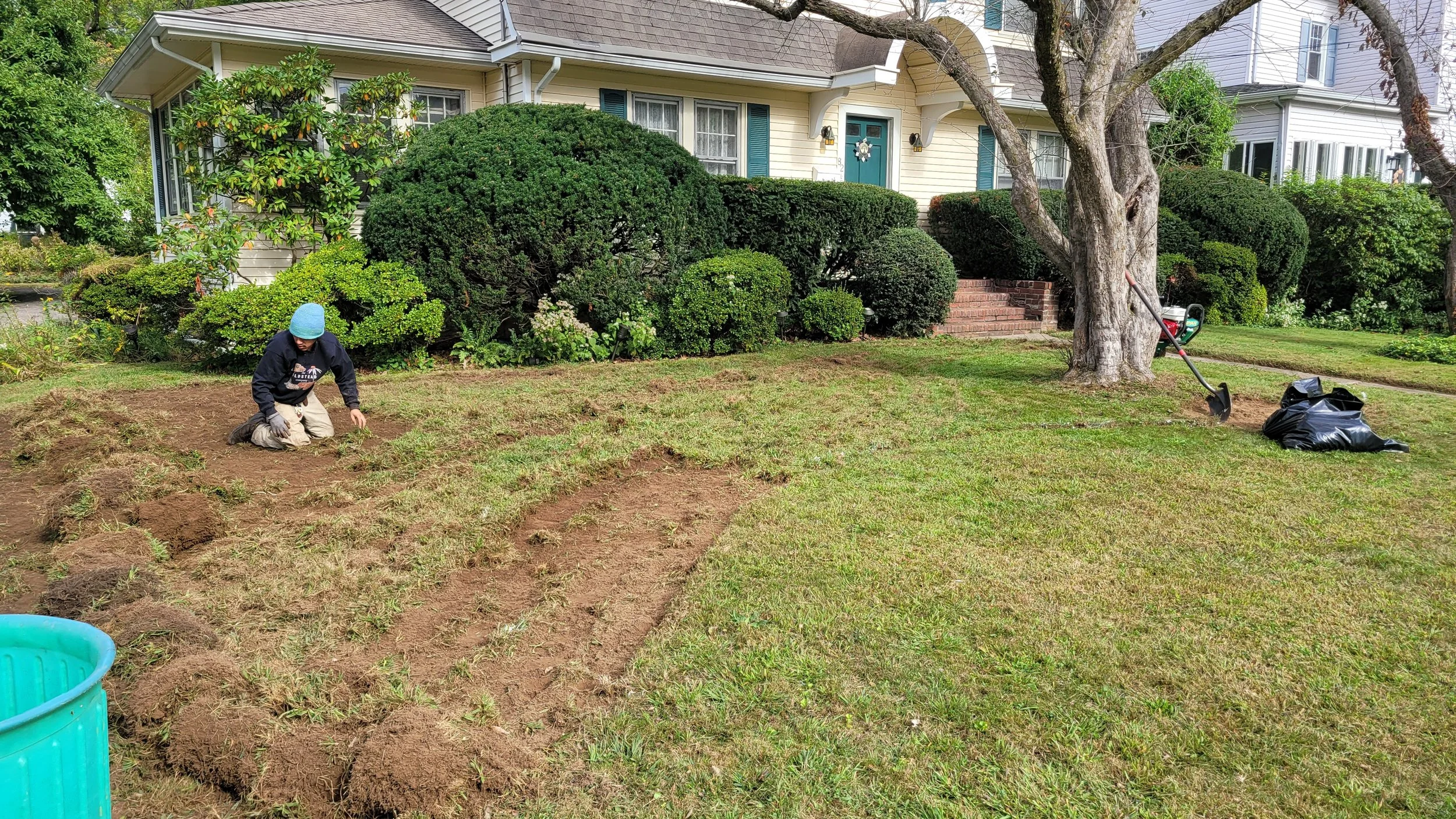 Sod Removal Process- some sod was used to build up a berm for runoff control
