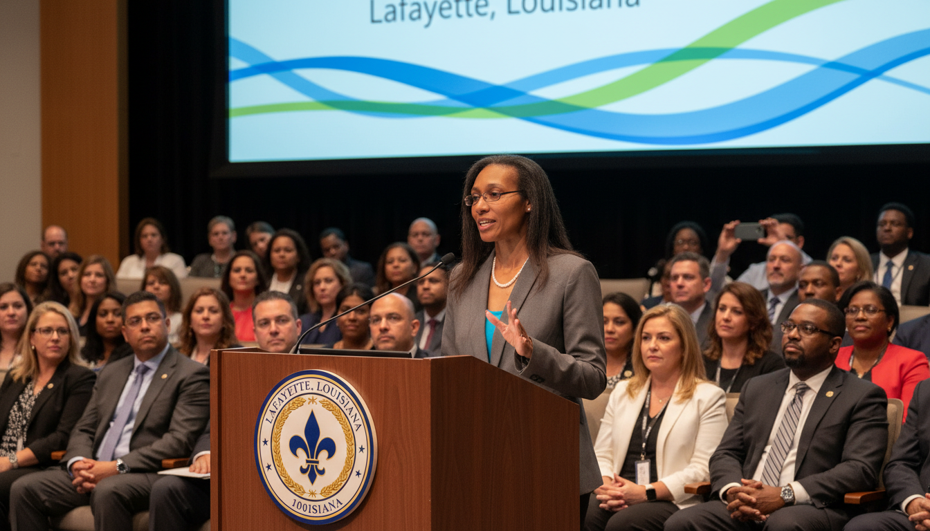 Dr. Keiasha Hypolite PhD LCSW-BACS speaking at a professional development conference on human capital and mental health policy in Louisiana.