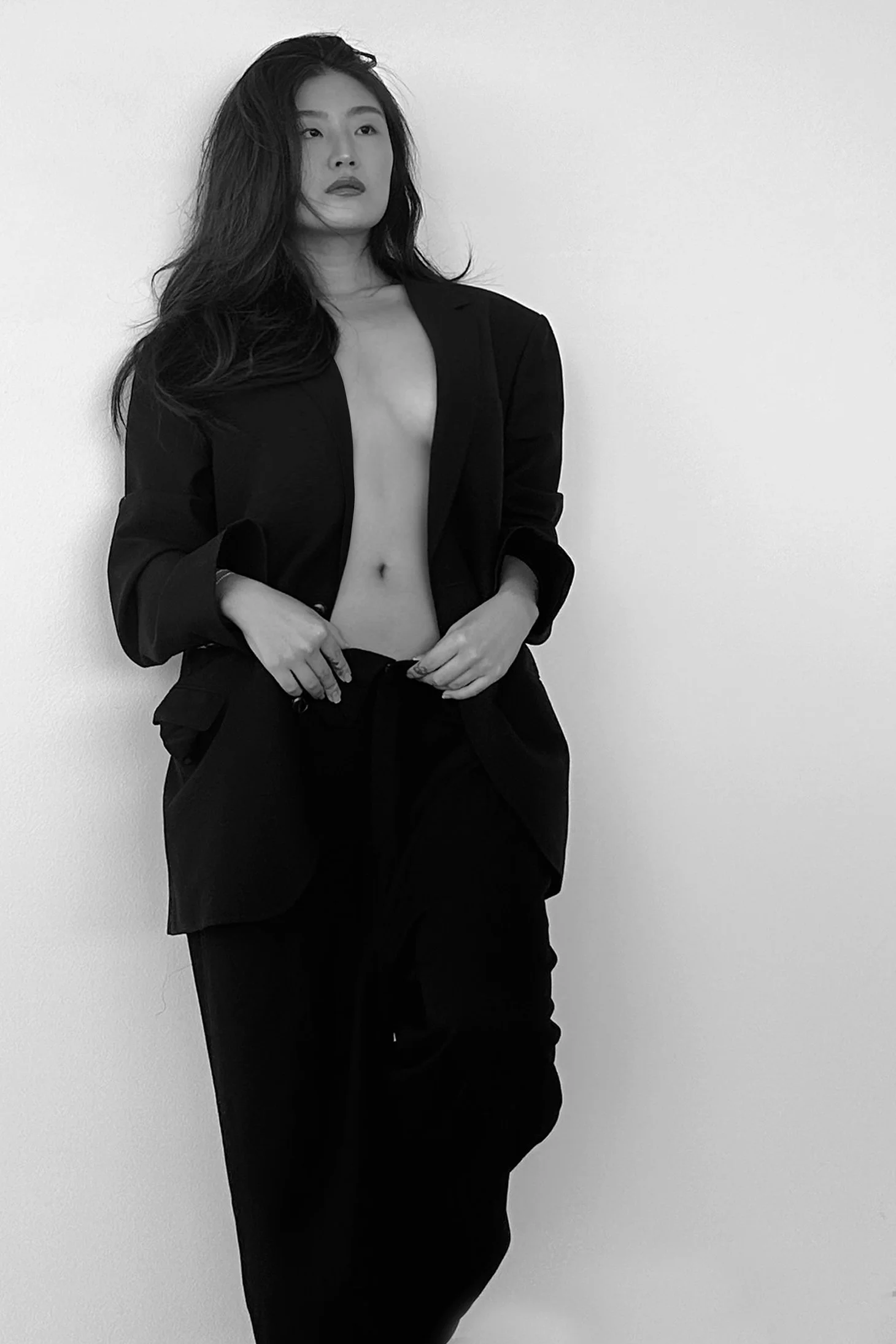 Sowon Lee Outfit Portrait NJ NYC LA, Black and white, Actress Musician Artist