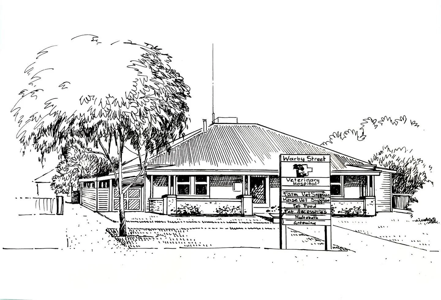 Feeling nostalgic today&mdash;while going through some old archives, we found this hand-drawn illustration of Warby Street Veterinary Hospital from years gone by.

It&rsquo;s a lovely reminder of how far we&rsquo;ve come, while still holding onto the
