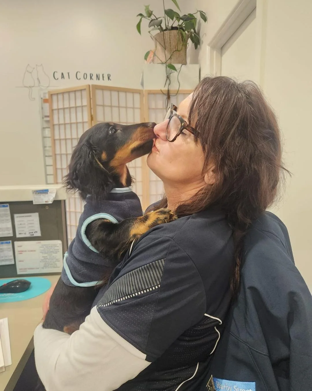 Winston the Dachshund was in for his puppy vaccination, and he made sure to thank Nurse Shannon with plenty of kisses! 😘🐶

#warbystreetvet #wangaratta #warbystreetveterinaryhospital #vetclinic