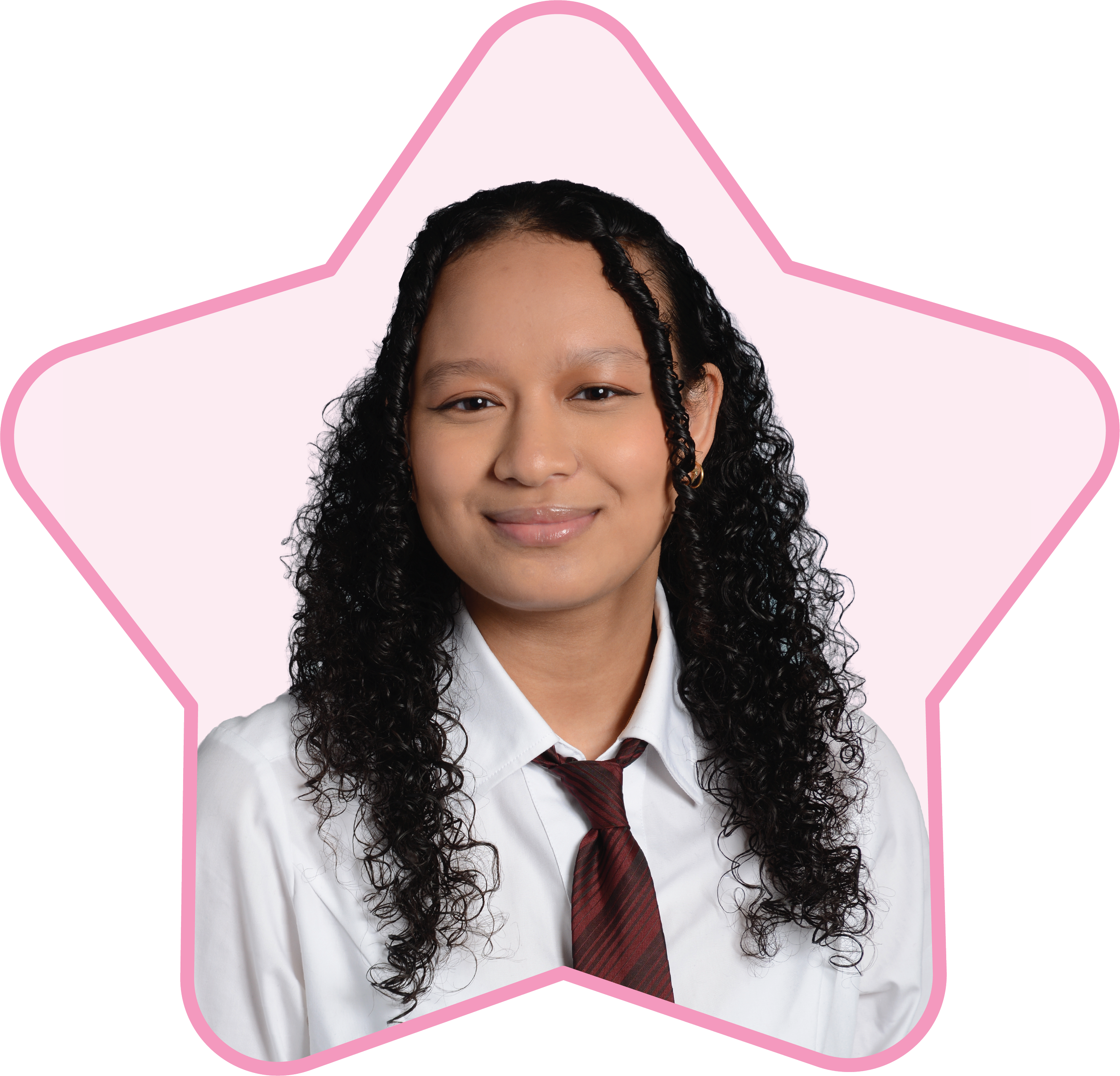 profile picture of the graphic designer "Tina Ngo". The image is in the shape of a star.