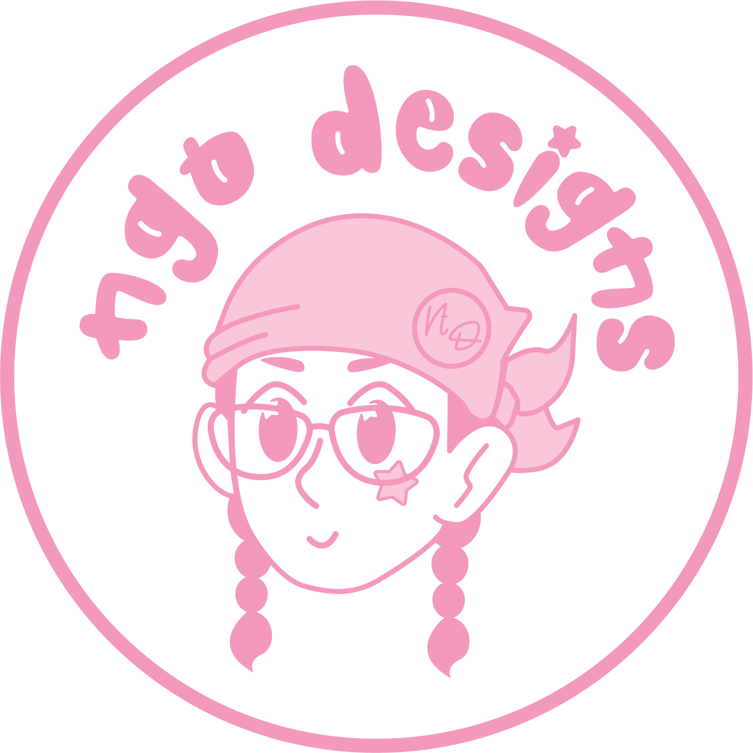 This is a cirlce logo of ngodesigns (Tina Ngo) personal brand