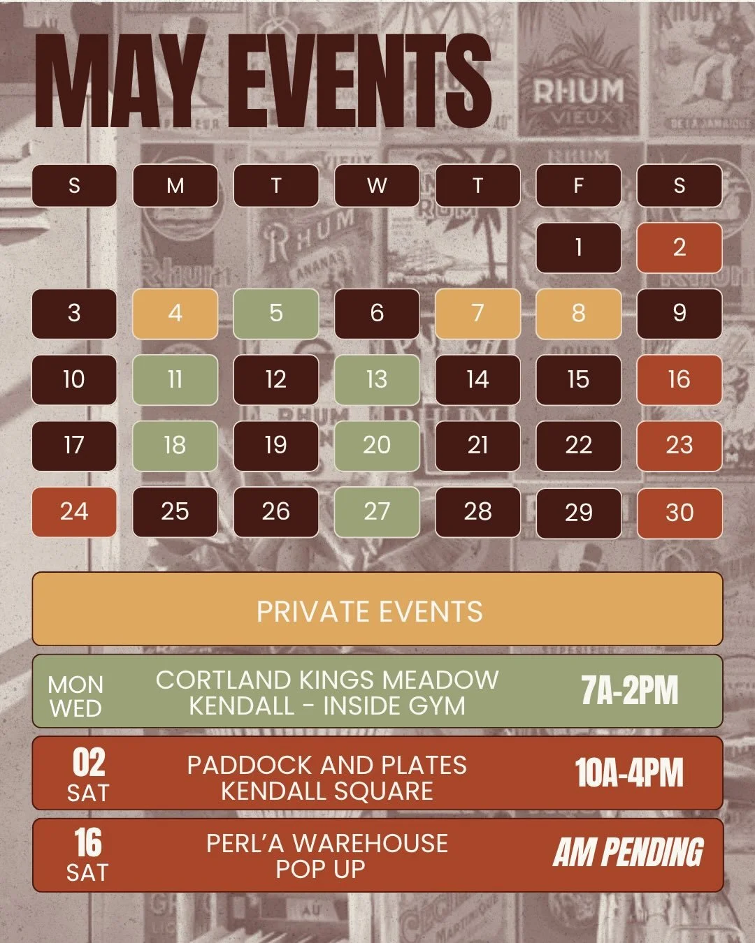 🗓️Hope to see y&rsquo;all at one of our May events 🐒 Keep an eye out on our stories for more details and pencil us in. 

Looking to book for a private event, make sure you visit our website for a customized quote ☕️

#miamicoffee #coffeecartmiami #