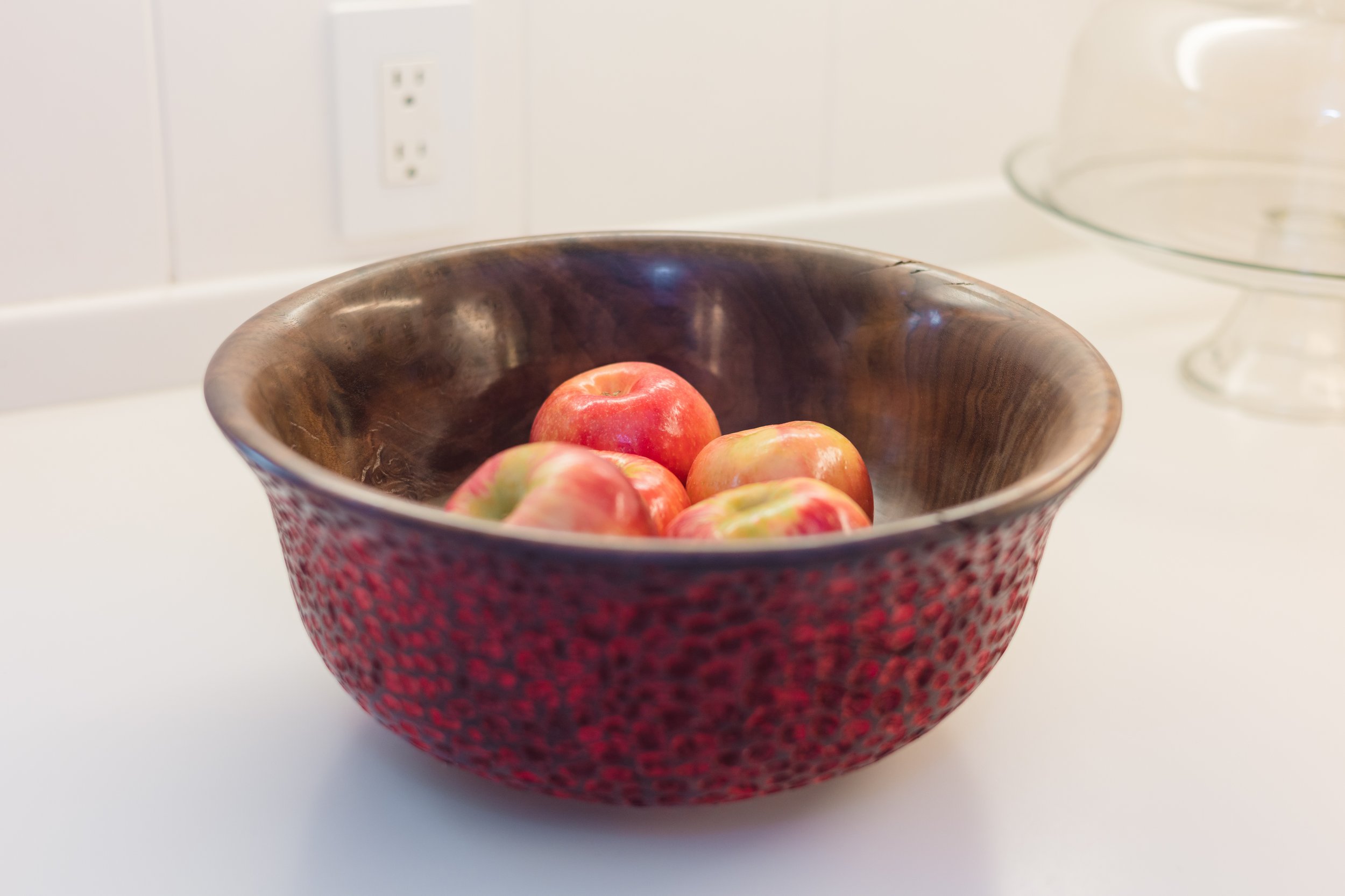 Red Lacquer Walnut Bowl
