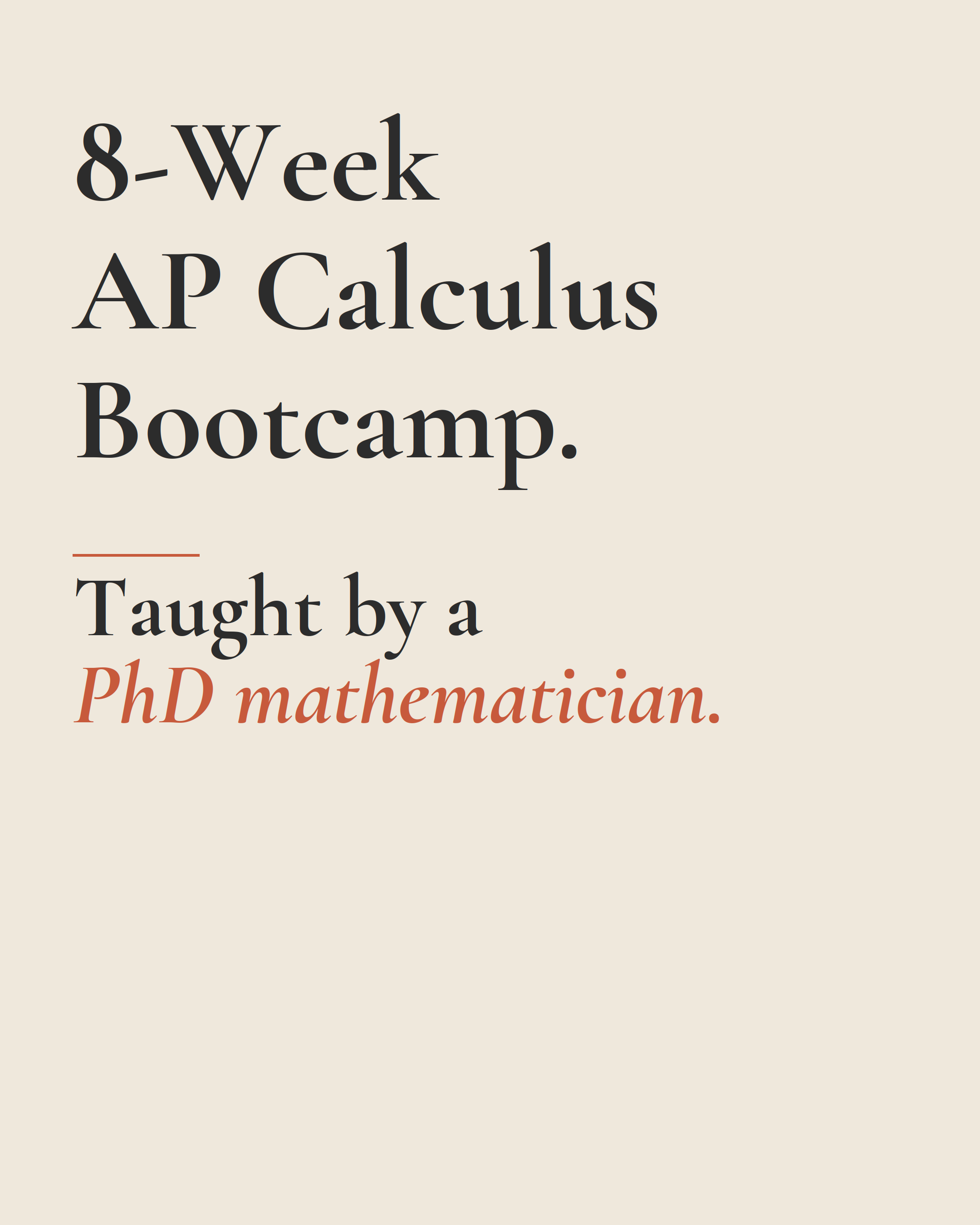AP Calculus Bootcamp - Private Enrollment