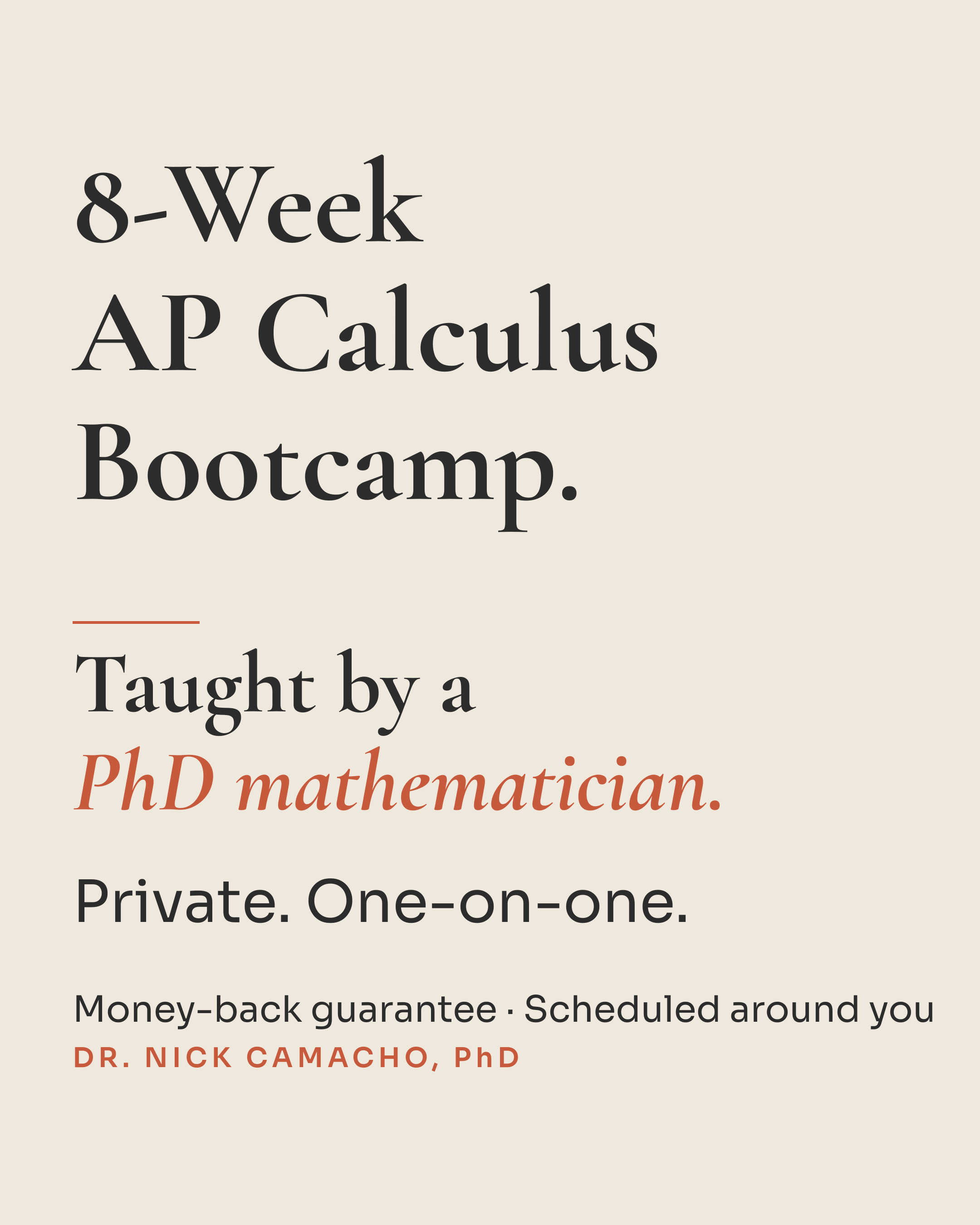 AP Calculus Bootcamp - Private Enrollment