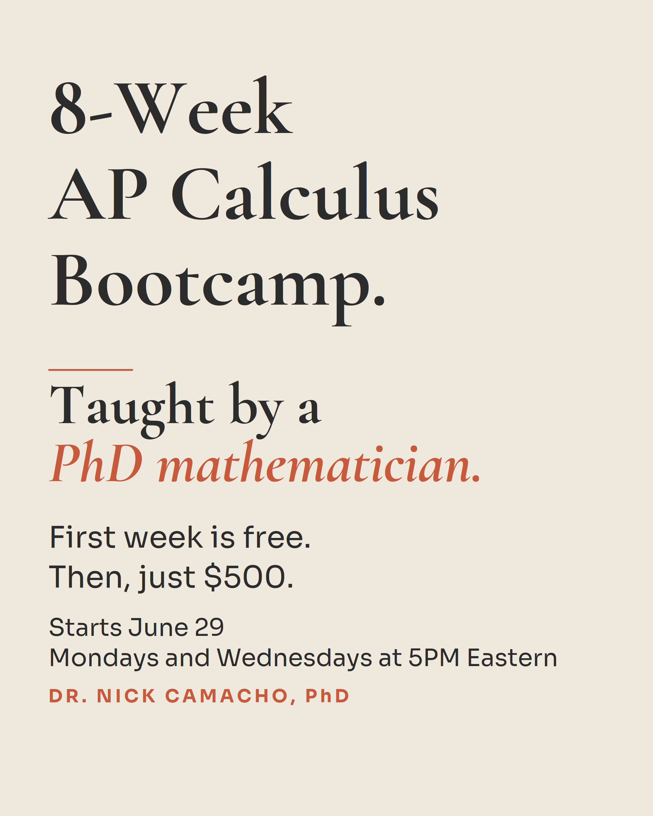 AP Calculus Bootcamp - Group Enrollment