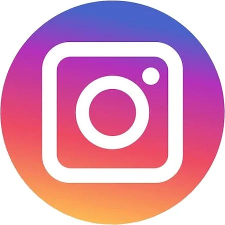 Instagram logo with a white camera outline on a colorful gradient background