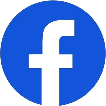 Facebook logo, blue circle with white lowercase 'f'