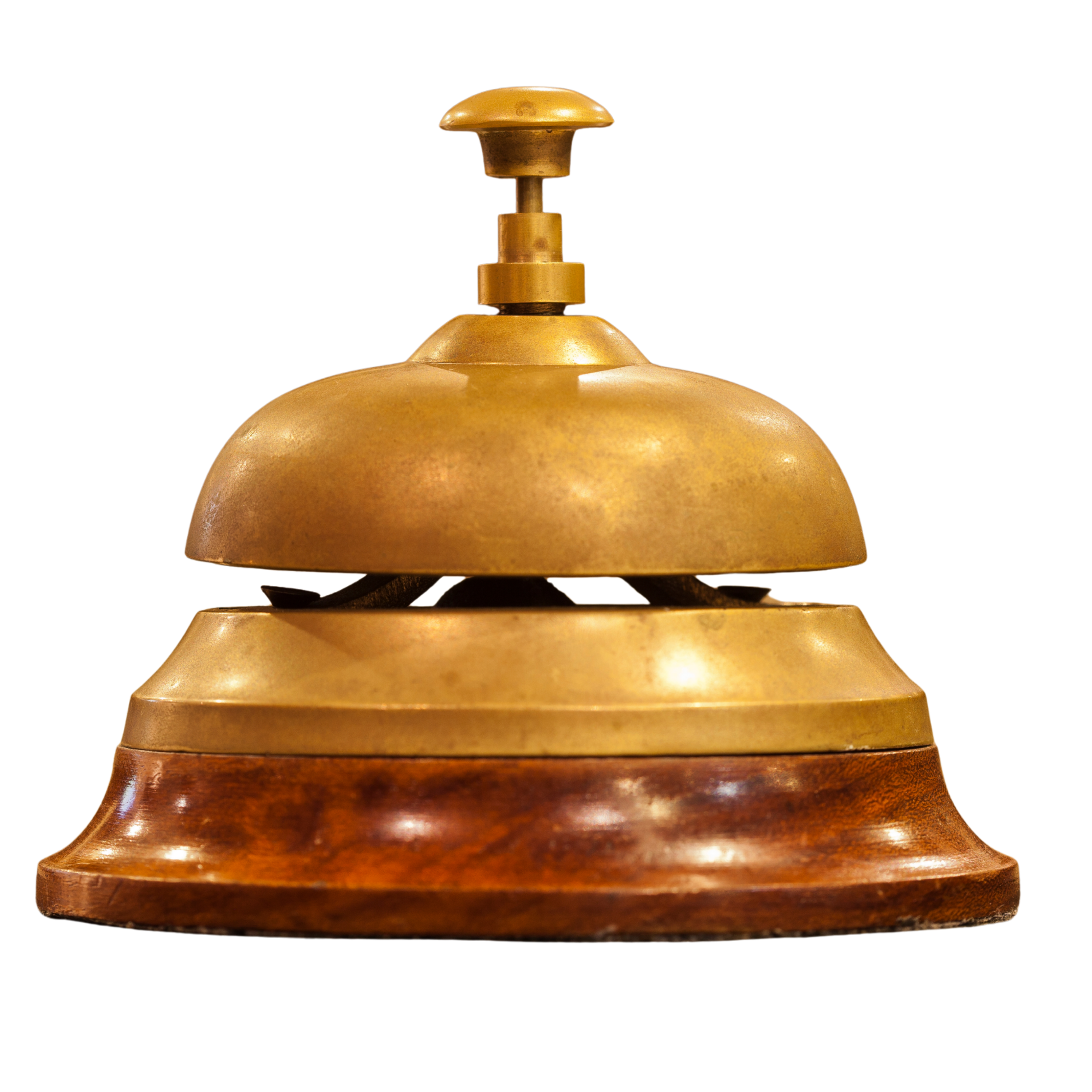 Close up of a vintage brass doorbell