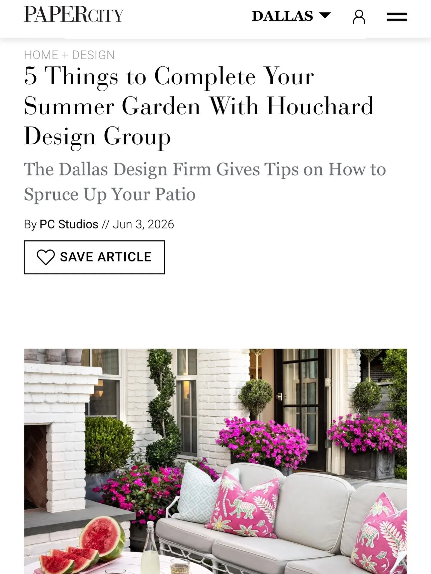 Getting summer ready in the garden with @houcharddesign and @papercitydallas !!! Check out the full article at https://www.papercitymag.com/home-design/houchard-design-group-summer-garden-design-shopping/?city=dallas