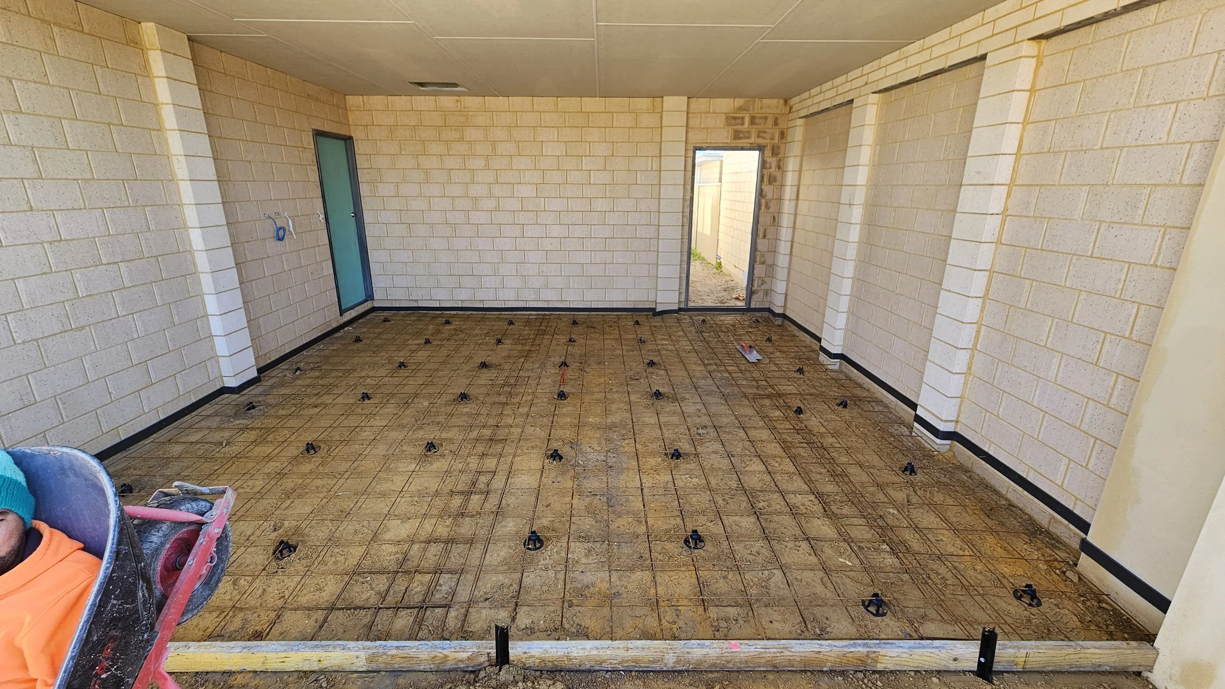 Site preparation reinforcement and bar chairs for concrete garage in Southern River