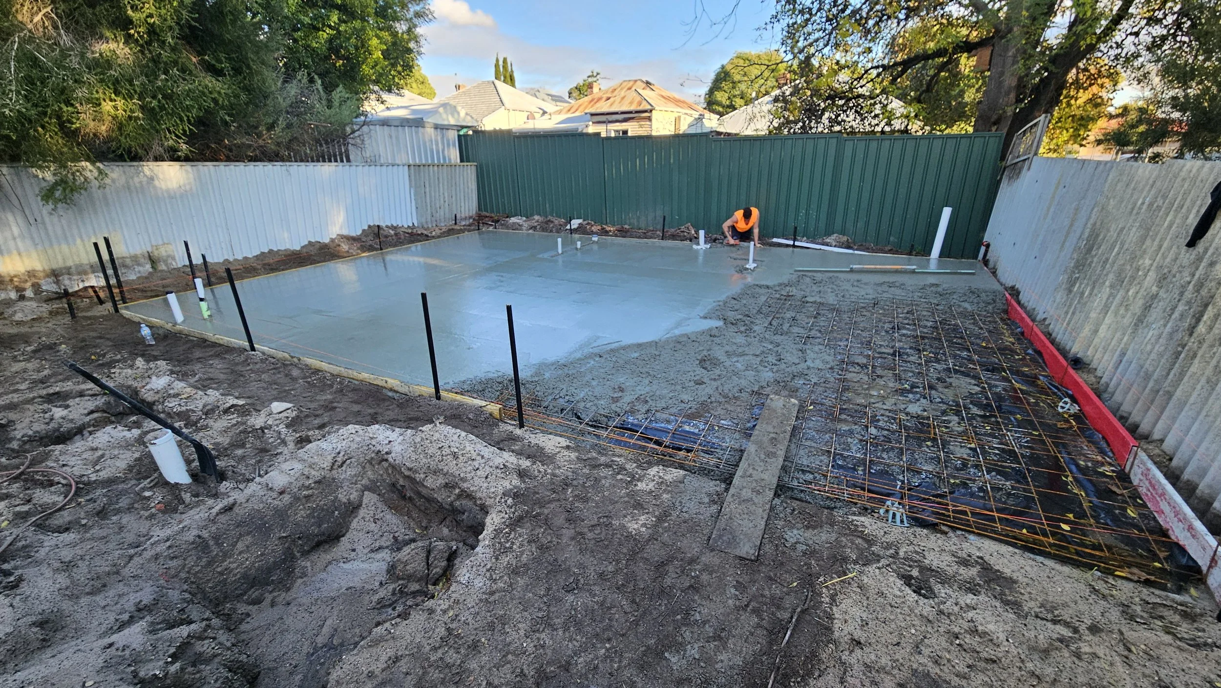 Grey concrete pour for granny flat slab in East Victoria Park