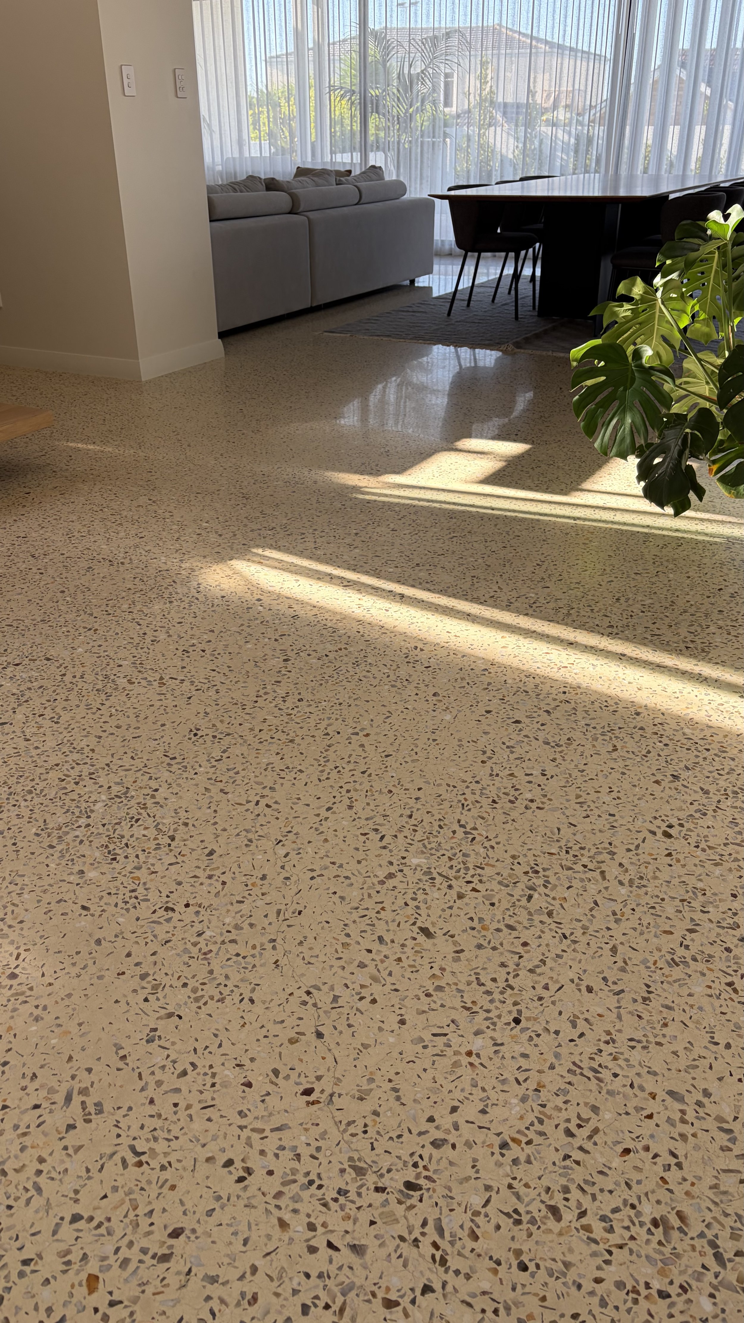 Polished concrete Coral White internal indoor floor in East Fremantle
