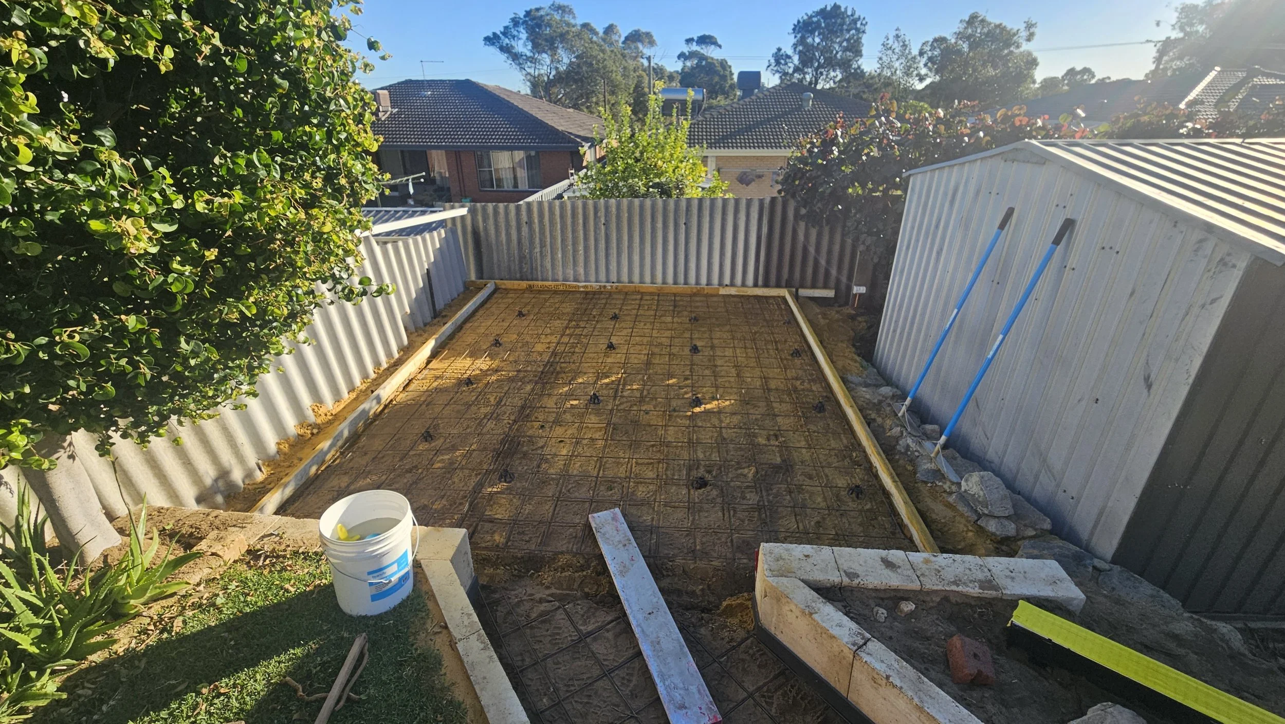 Site preparation steel reinforcement formwork for concrete in Spearwood