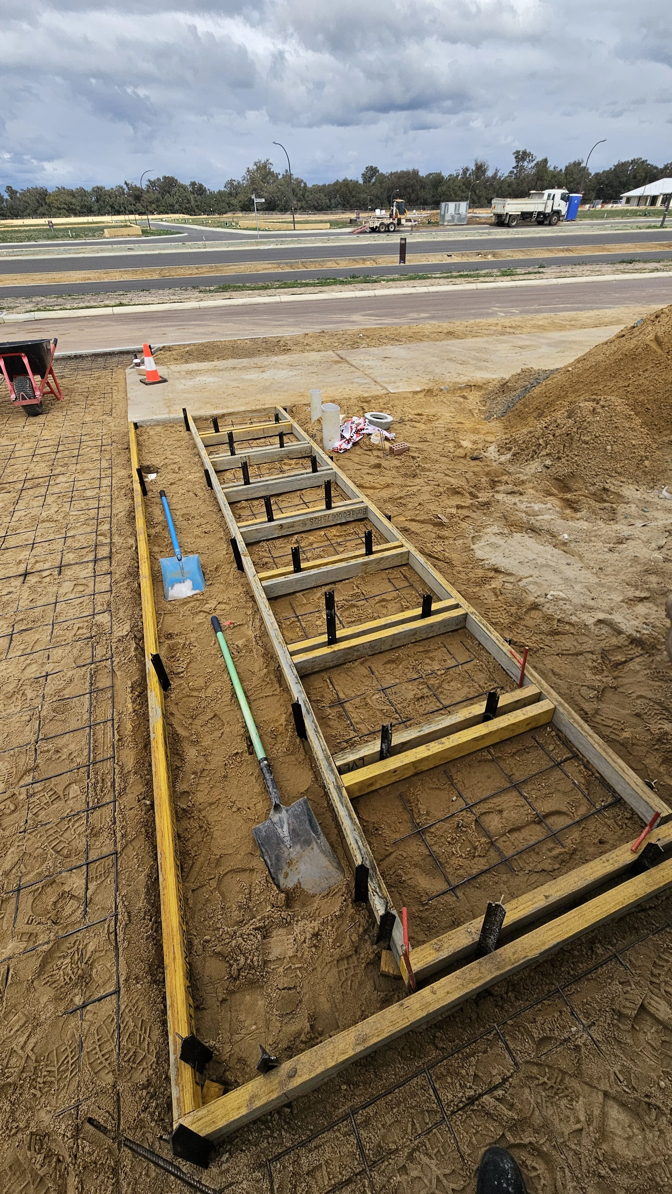 Formwork for concreting steppers pre exposed aggregate pour in Byford