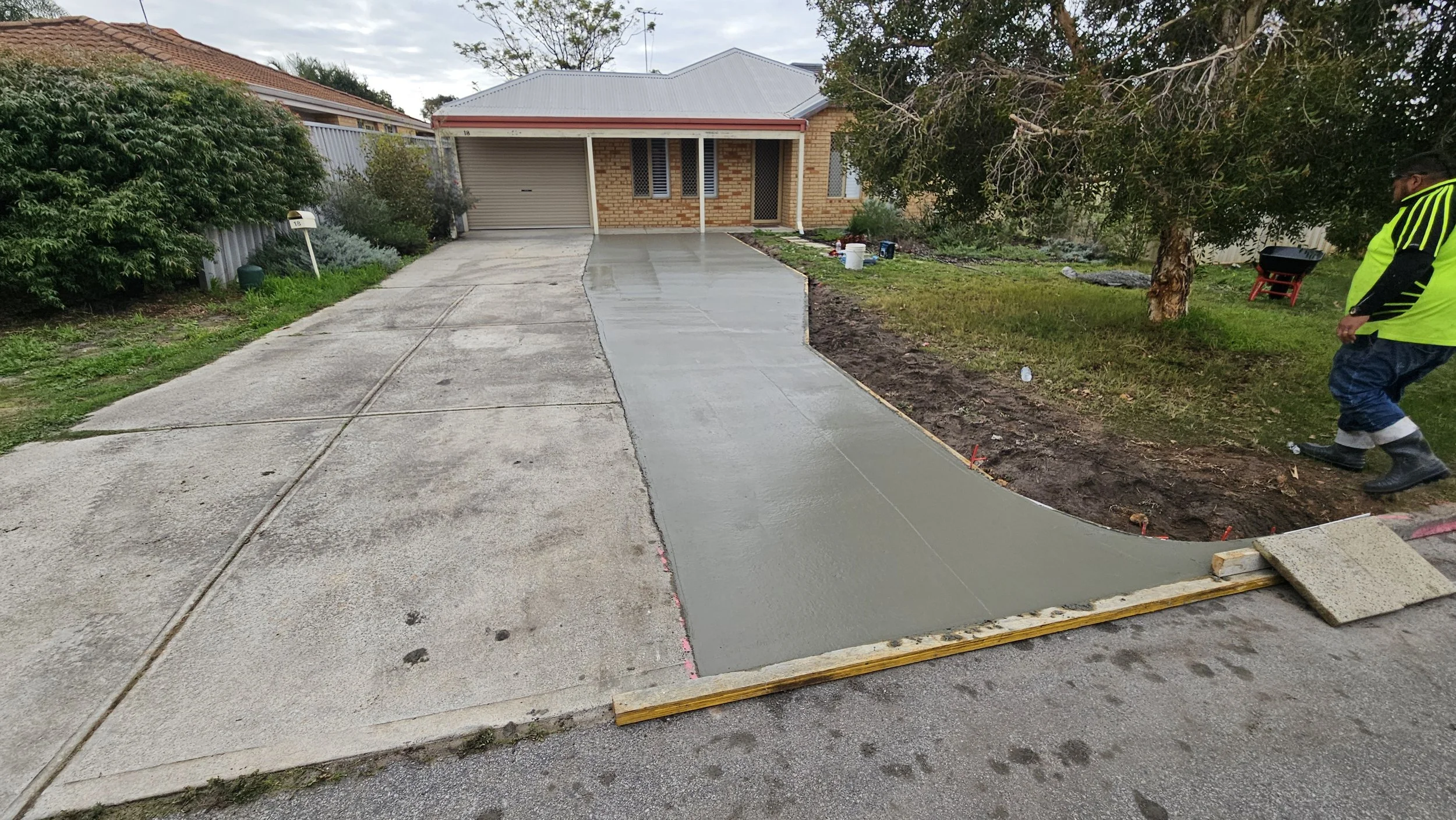 Freshly poured concrete driveway in Ashfield