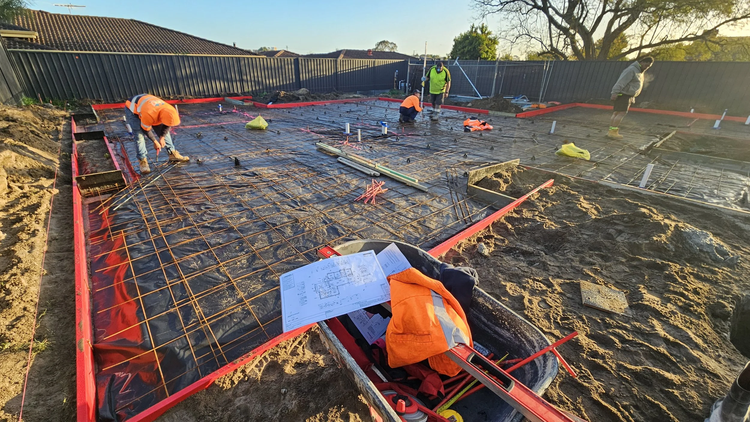 St James grey concrete house slab set up reinforcement and formwork