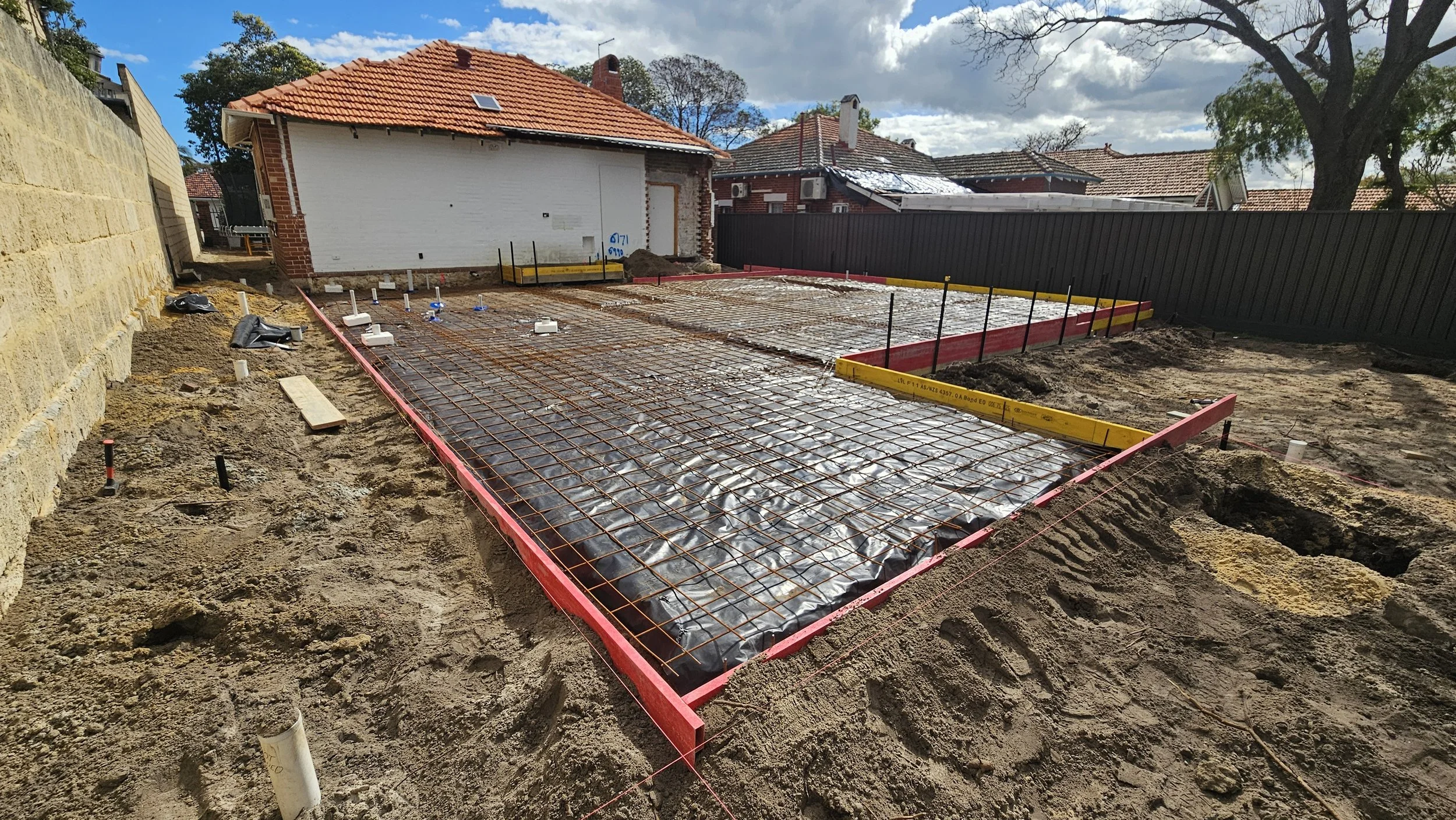 Slab preparation, reinforcement mesh and formwork for concrete slab in South Perth