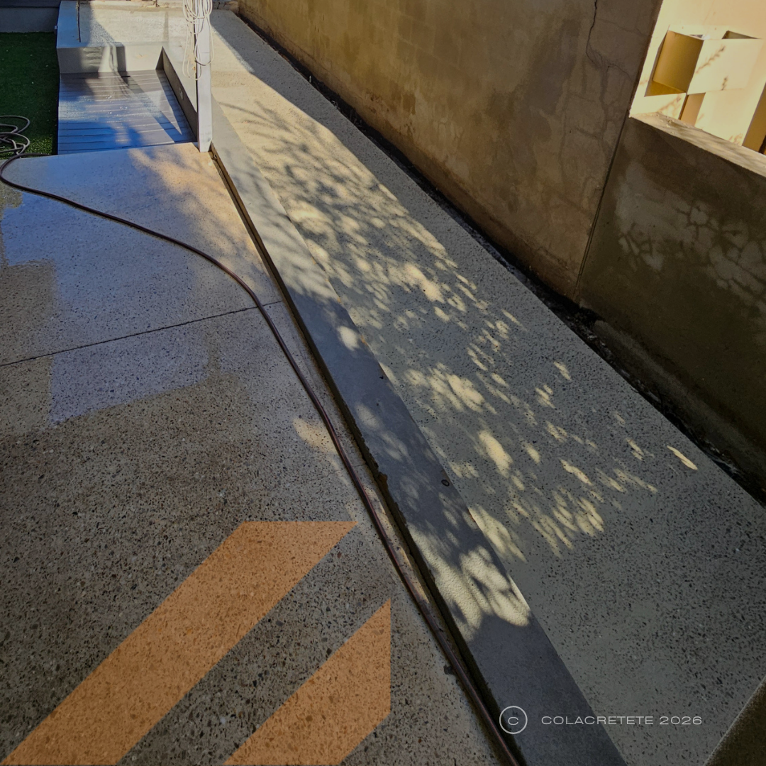 concrete pathways perth residential decorative exposed honed polished concrete outdoor living brabham yanchep city beach