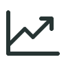 A line graph showing an upward trend with an arrow pointing up.