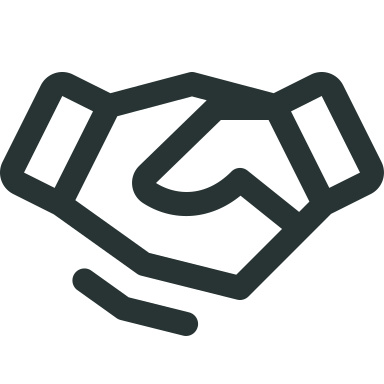 Outline of a hand in a handshake gesture.
