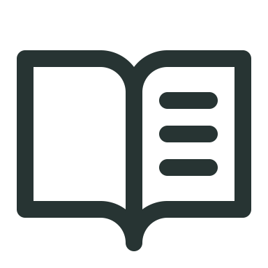Icon of an open book with three horizontal lines on the right page.