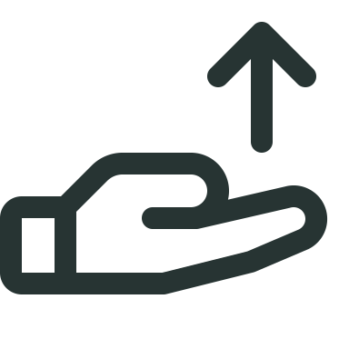 Icon of a hand with an upward arrow above it.