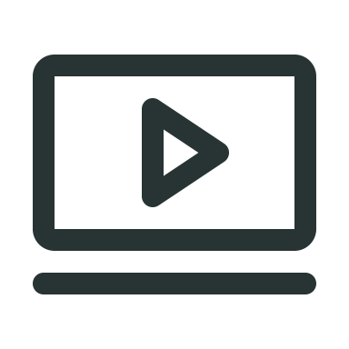 Icon of a video player on a laptop screen.