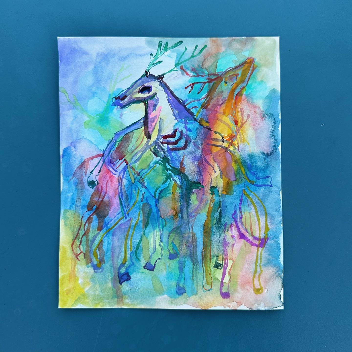 ✨I think my work has been getting more abstract again :) really like this style and want to do more pieces exploring it.
#watercolorsketch #mysticalart #artober #chagall