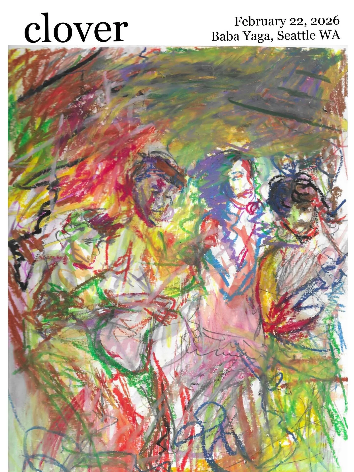 Updated prints for @cloverthebandd are up on my website until Friday :) live painted on 2.22.26~ 

MUSICAL NOTES📝🎶 : I expected clover&rsquo;s music to be bright and citrusy, but it also had a grungy and darker, heavier beats that really melded tog