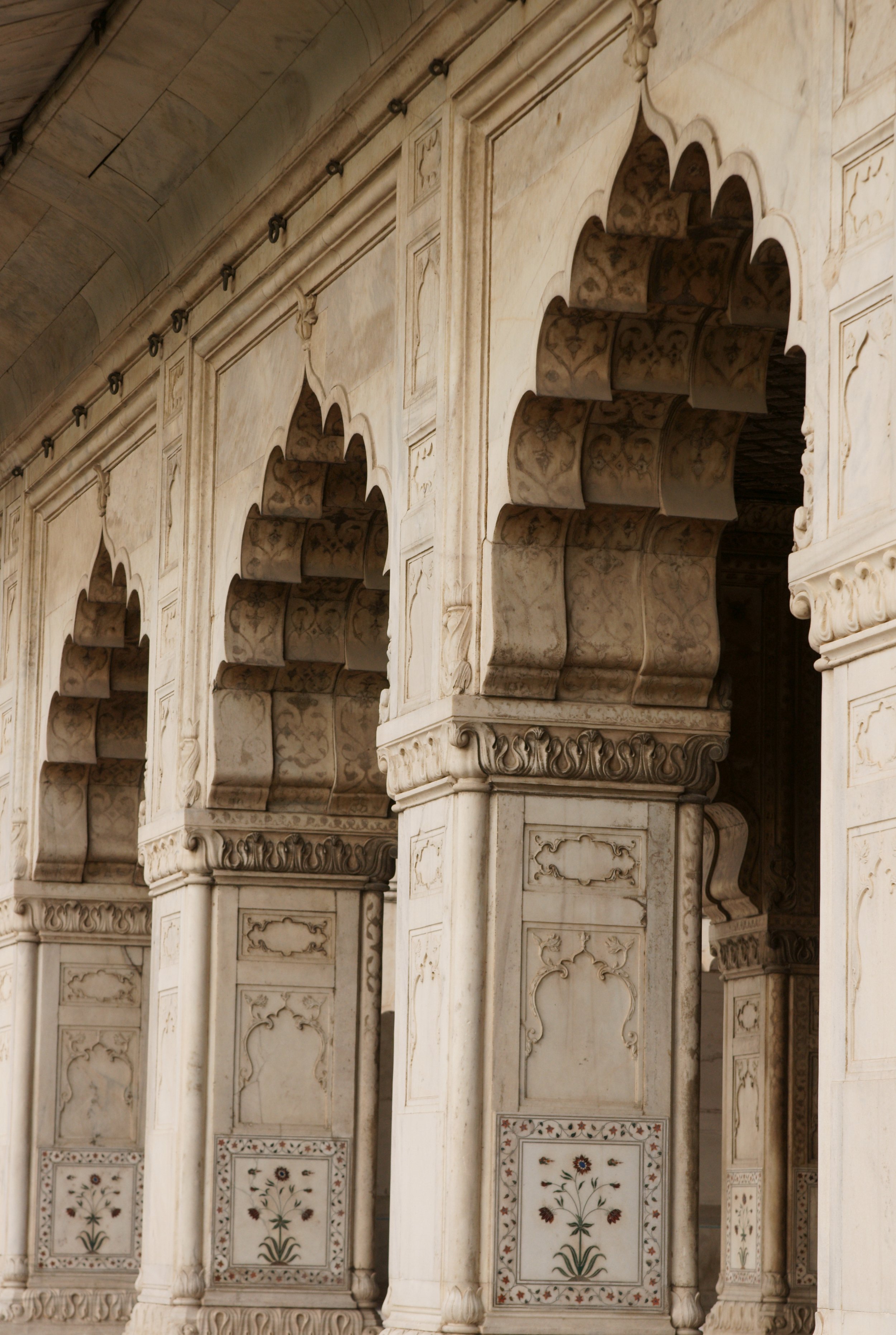 Marble doorways with inlay work in a Mughal Palace in India.
