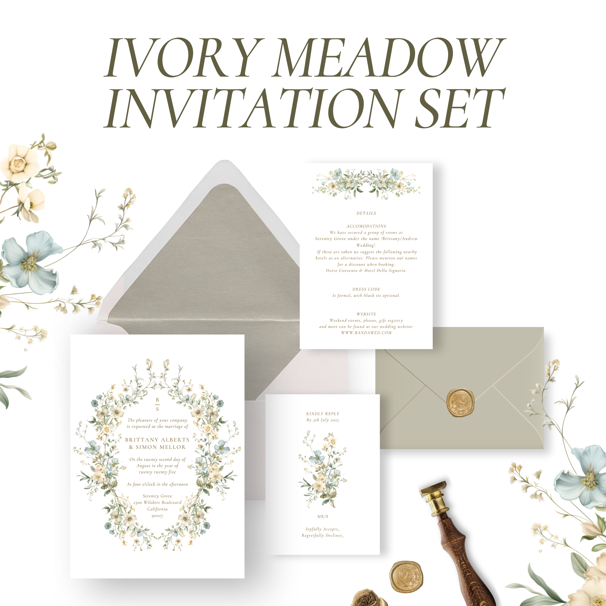 Ivory Meadow Wedding Invitation Set