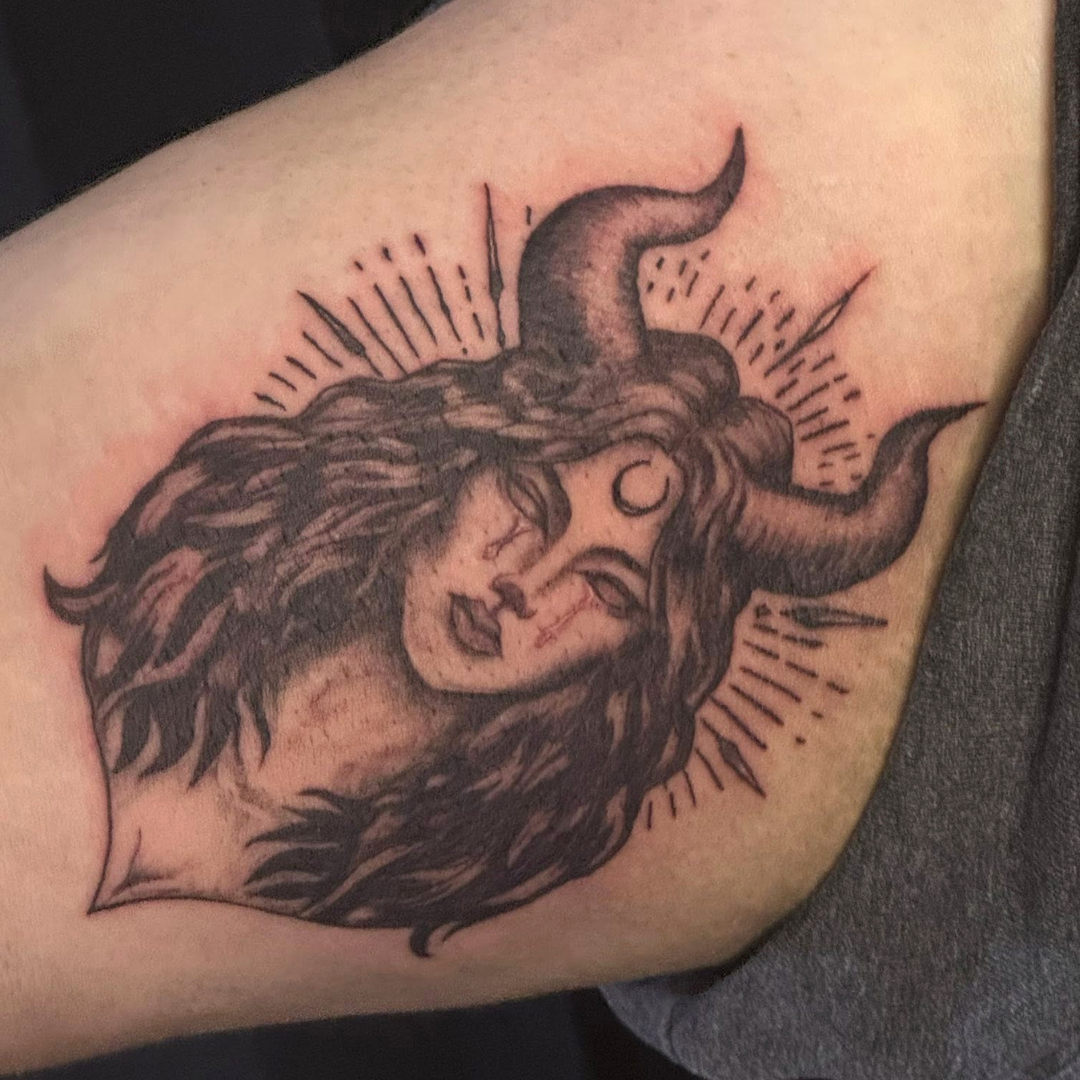 Horned Lady Portrait Tattoo.png