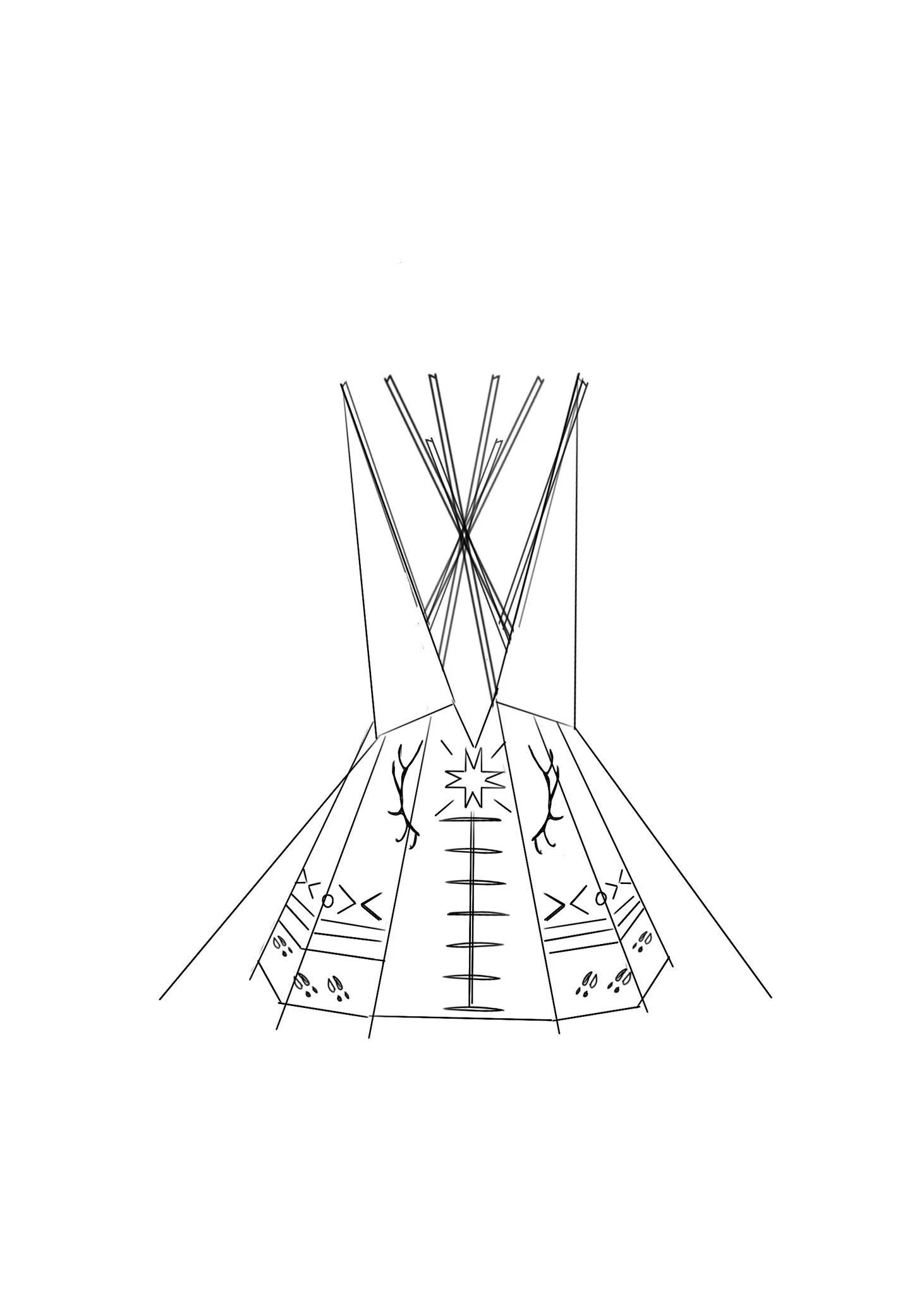 Predrawn: Fine Line Native Tipi