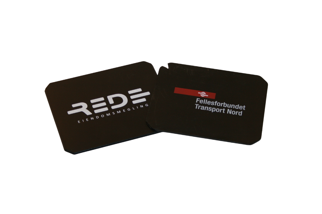 To visittkort med logoer for REDE Eiendomsmegling og Fellesforbundet Transport Nord