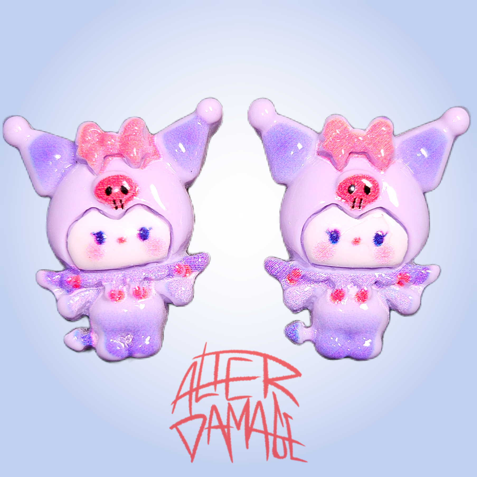 Sanrio Handmade Earrings Kuromi Purple Bat Halloween Clowncore