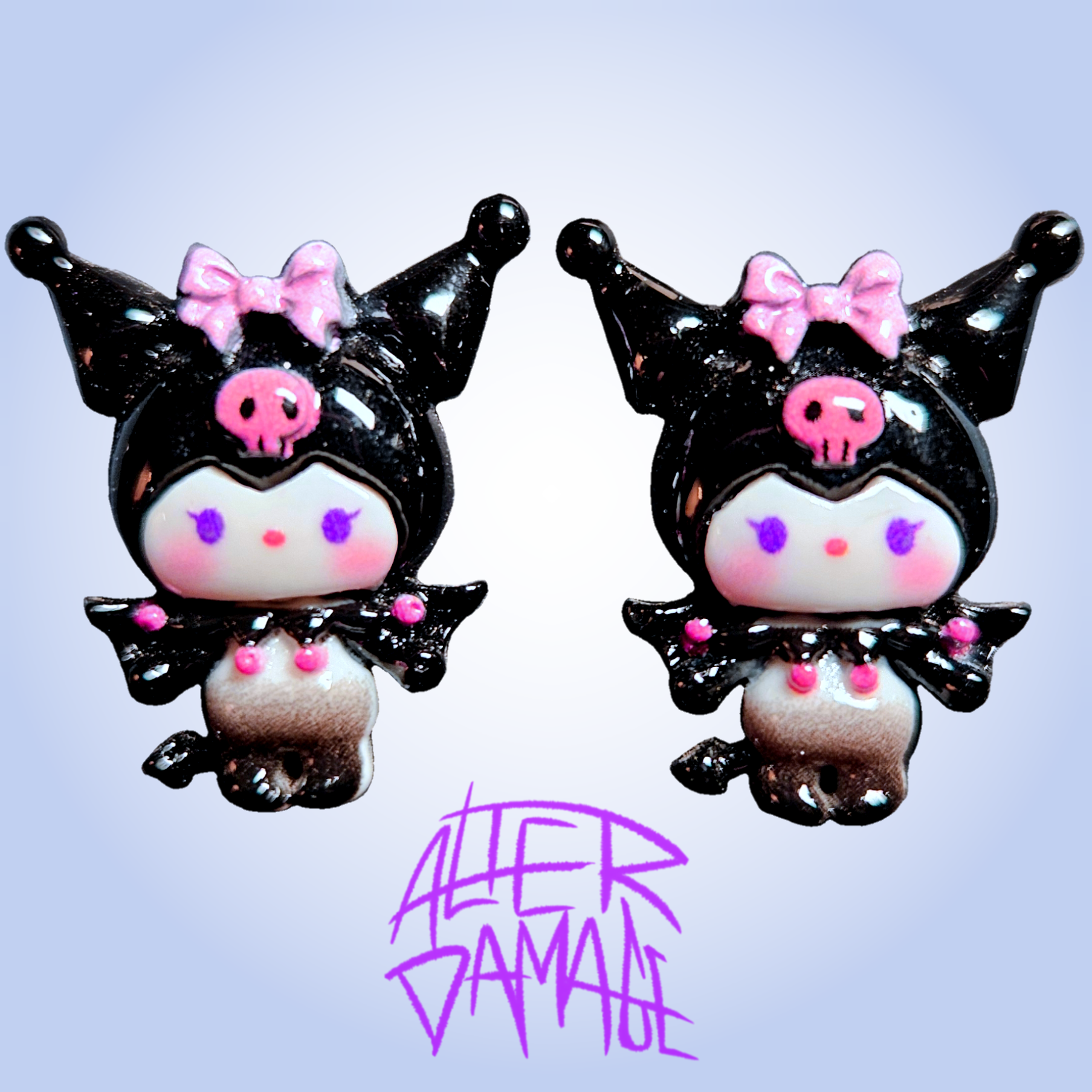 Sanrio Handmade Earrings Kuromi Black Bat Halloween Emo Goth