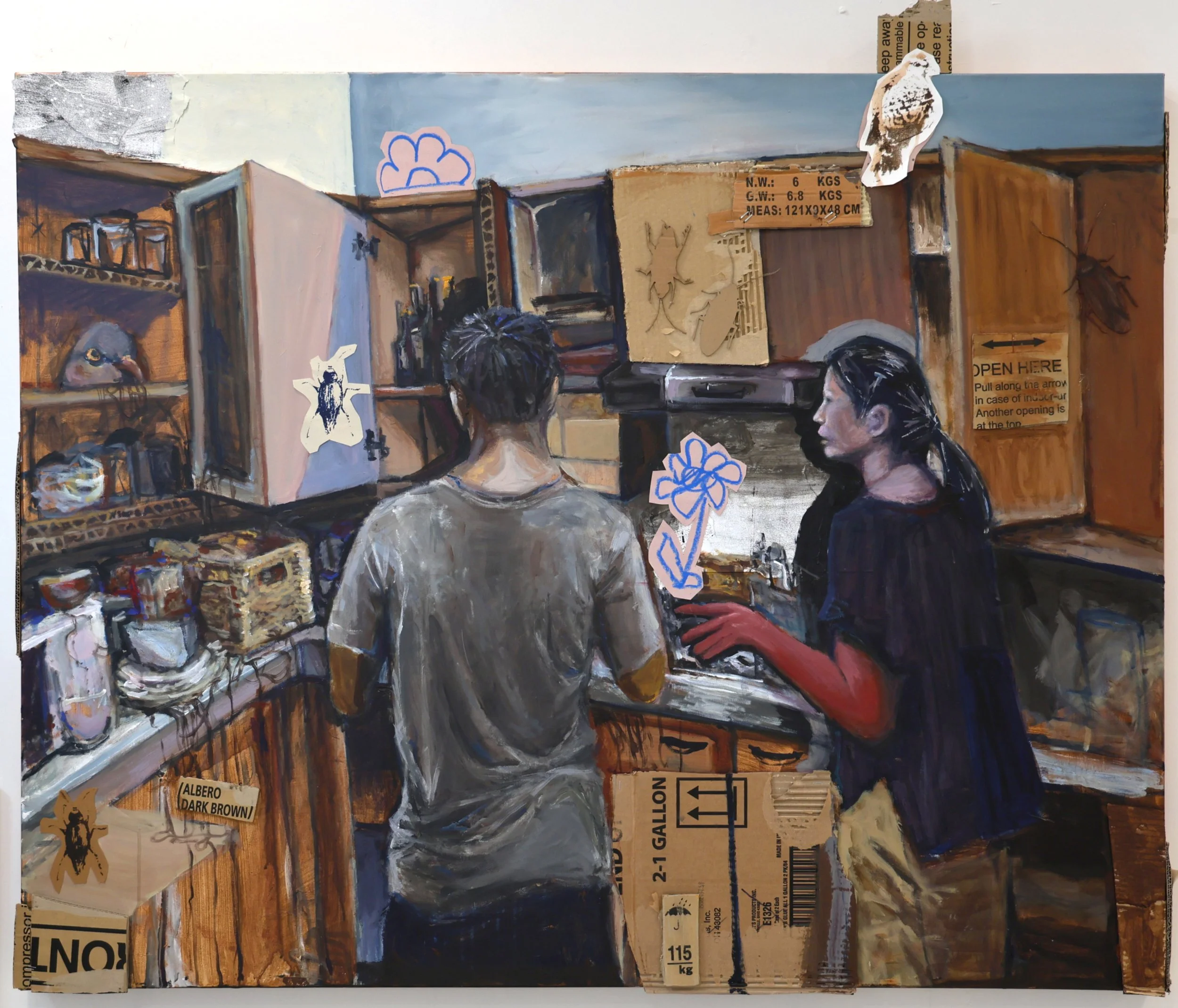 painting of the kitchen scenery when moving in 